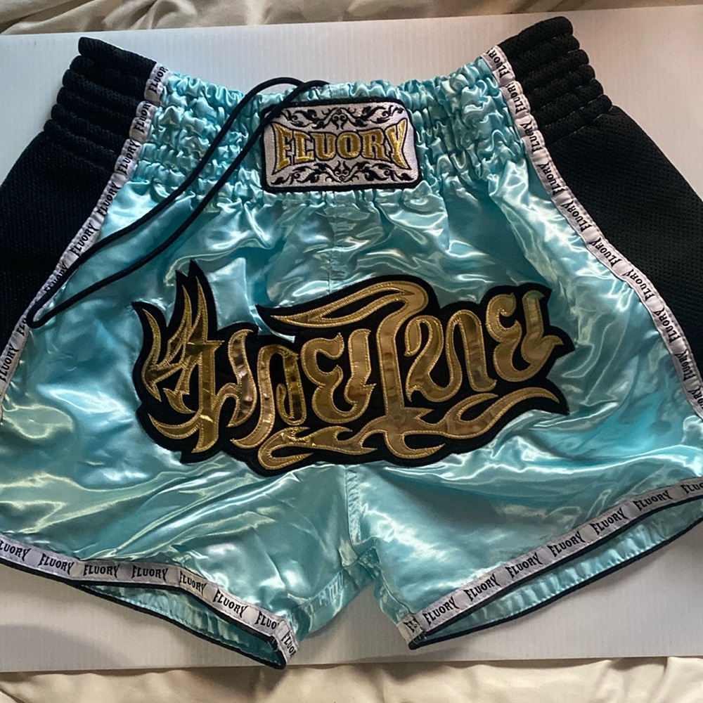 FLUORY Men's Boxing Wrestling Fighting MMA Athletic Shorts Gold Black Blue. 3XL